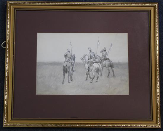 Arthur Rackham (1867-1939) Lancers on horseback, 6.5 x 9.75in.